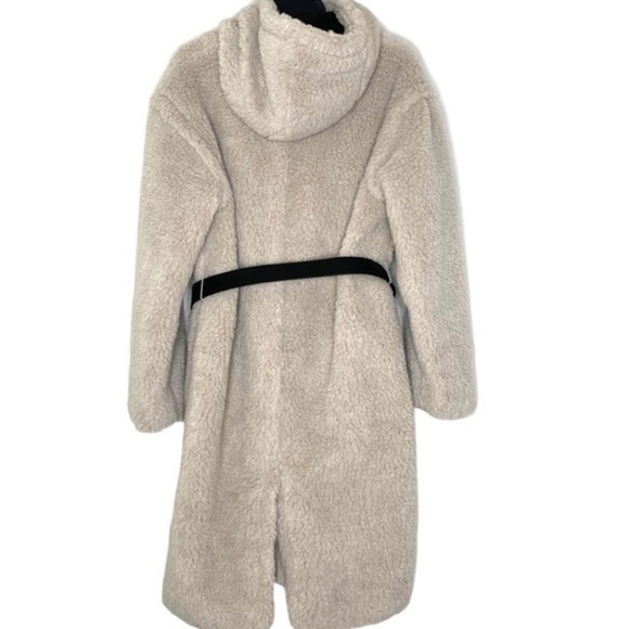 Ba&sh Paris Filip Hooded Teddy Faux Fur Long Ecru with Belt Coat Jacket NWT - Picture 7 of 15